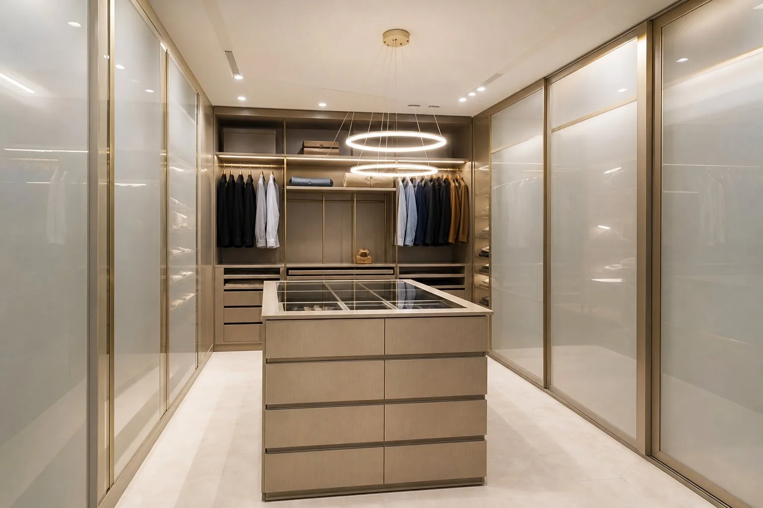 Sliding Door Closet with Island