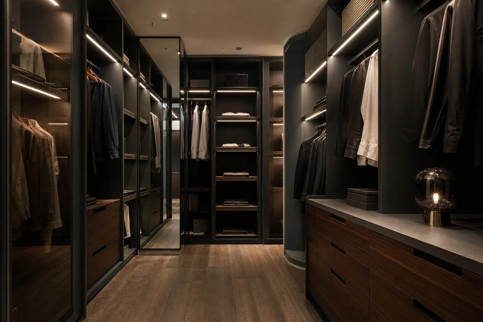 Dark Finish Walk-In Wardrobe
