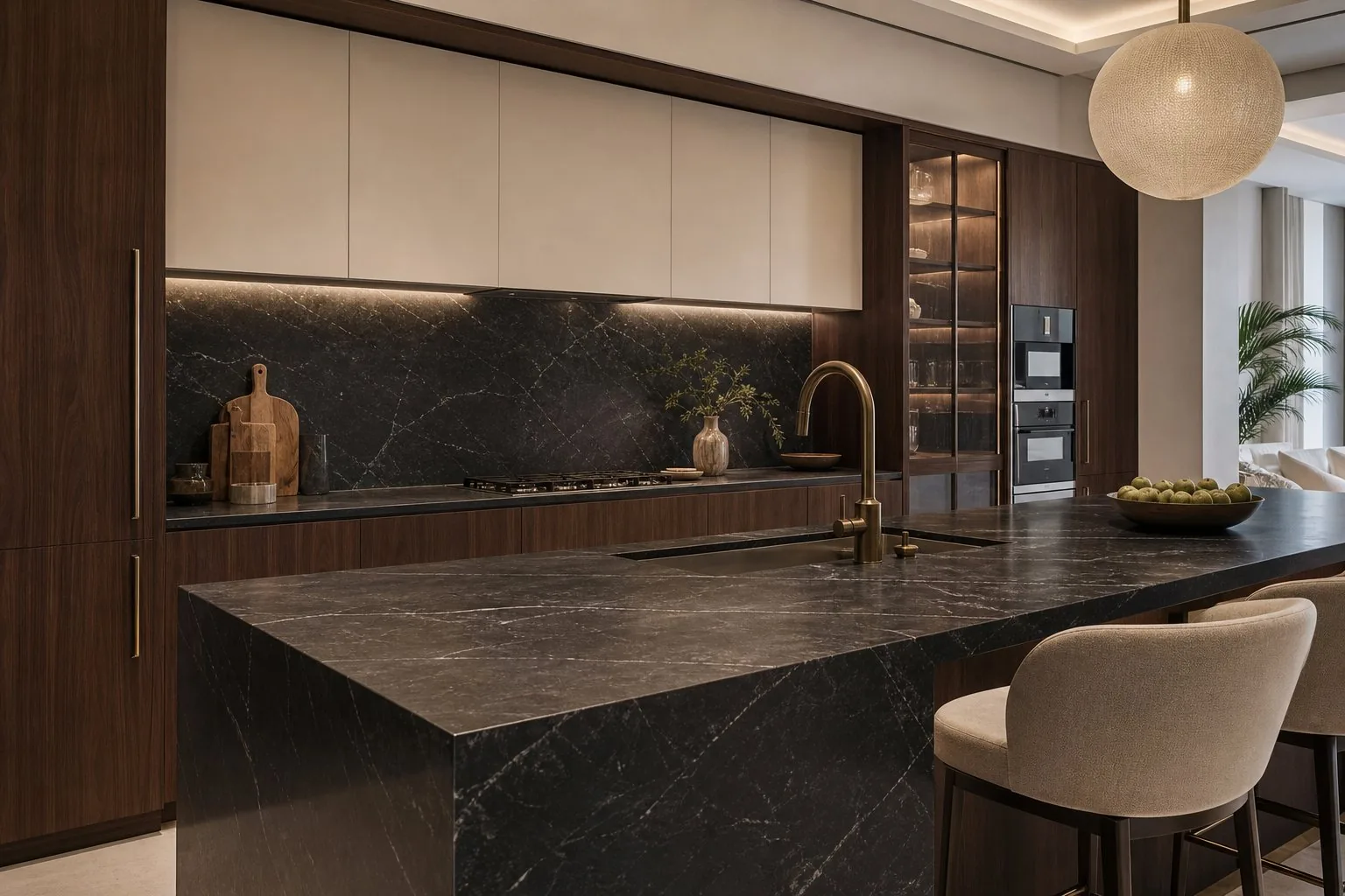 Dark Marble-Effect Countertop
