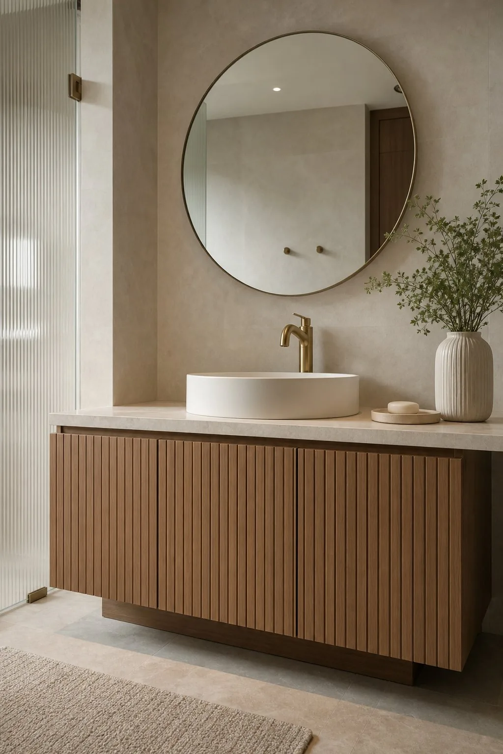 Slatted Vanity Cabinet